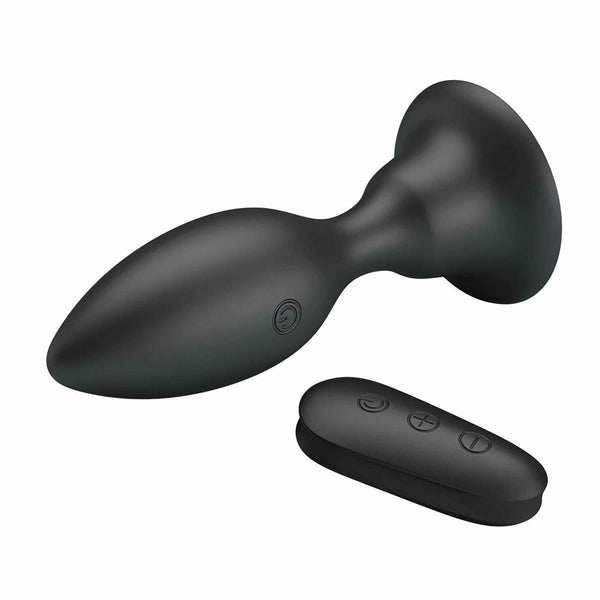 Set plug anale nero e telecomando wireless con pulsanti vibrazione