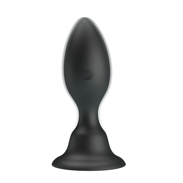 Plug anale nero in silicone forma ergonomica con logo inciso