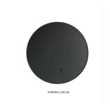 Base piatta del plug anale nero con zona di ricarica USB e simboli CE