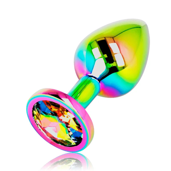 Plug anale in acciaio Iridescente con diamante circolare