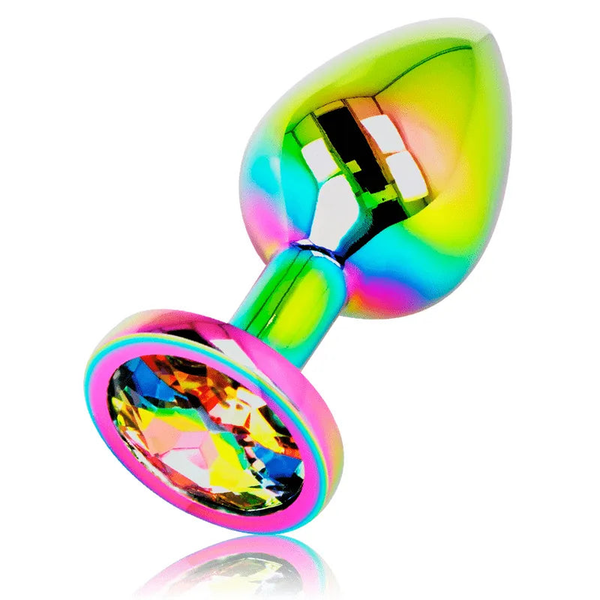 Plug anale in acciaio Iridescente con diamante circolare