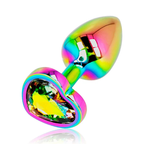 Plug anale angolato corpo goccia e base cuore diamante rifrangente