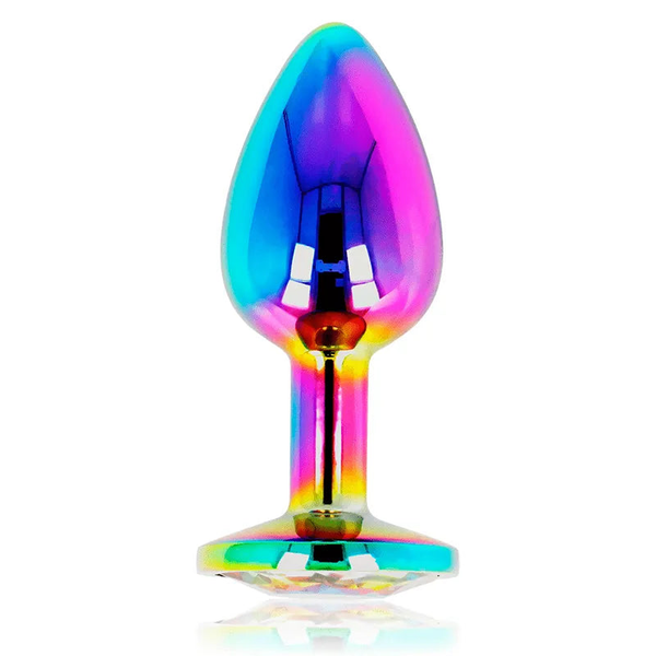 Plug anale in acciaio Iridescente con diamante circolare