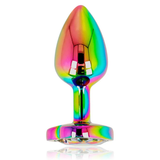 Plug anale ergonomico metallo iridescente con gioiello base