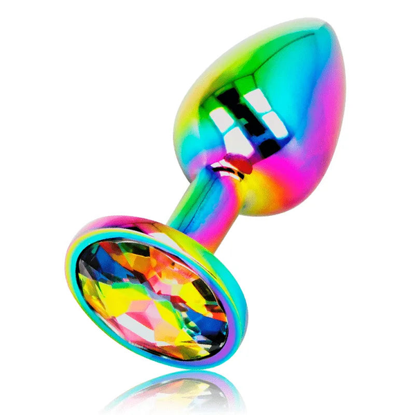 Plug anale in acciaio Iridescente con diamante circolare