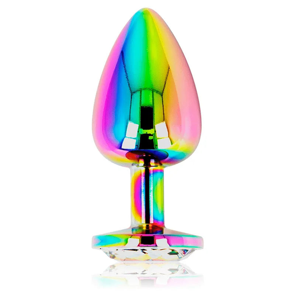 Plug anale in acciaio Iridescente con diamante circolare