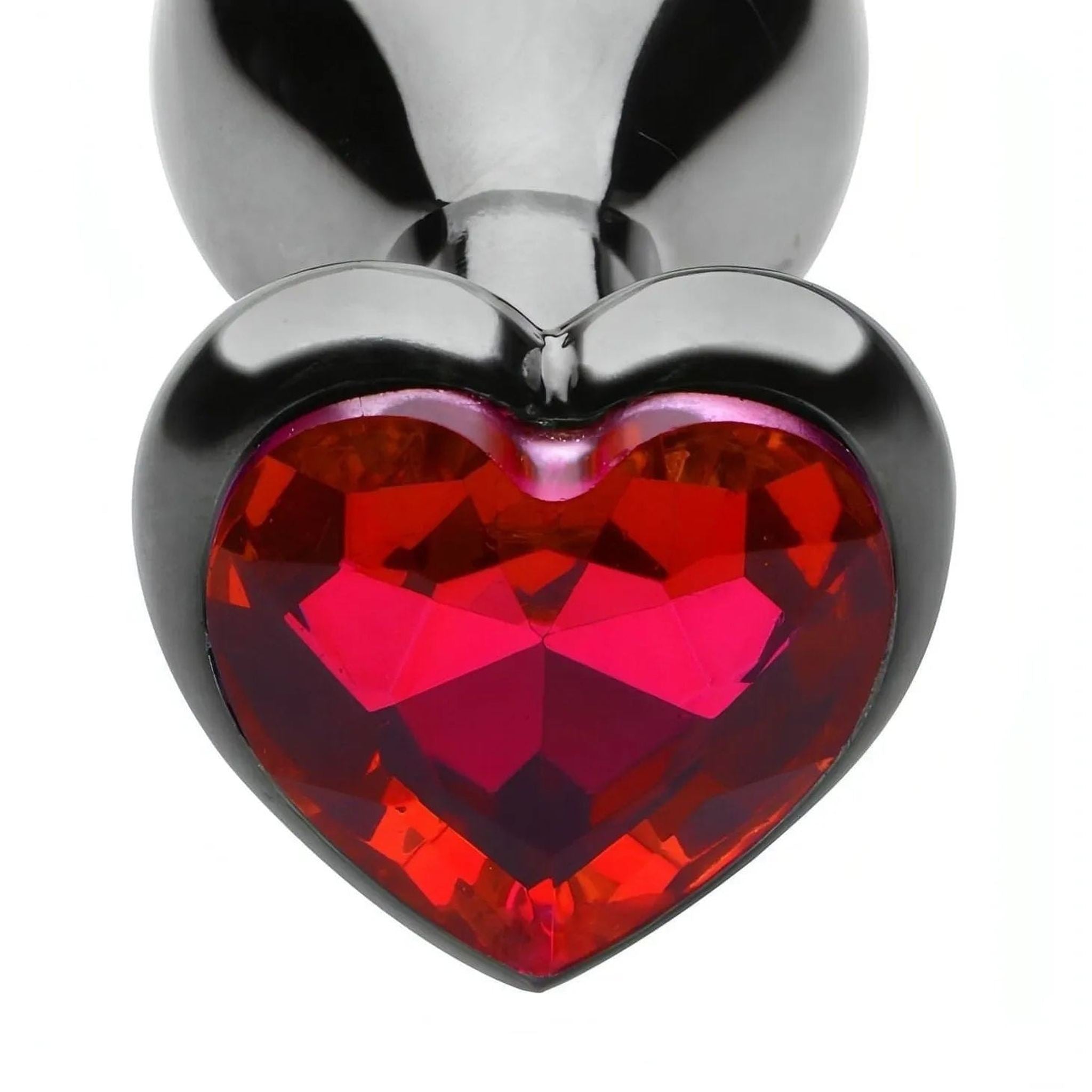 Plug anale in metallo con swarovsky a forma di cuore - Rosso, Small