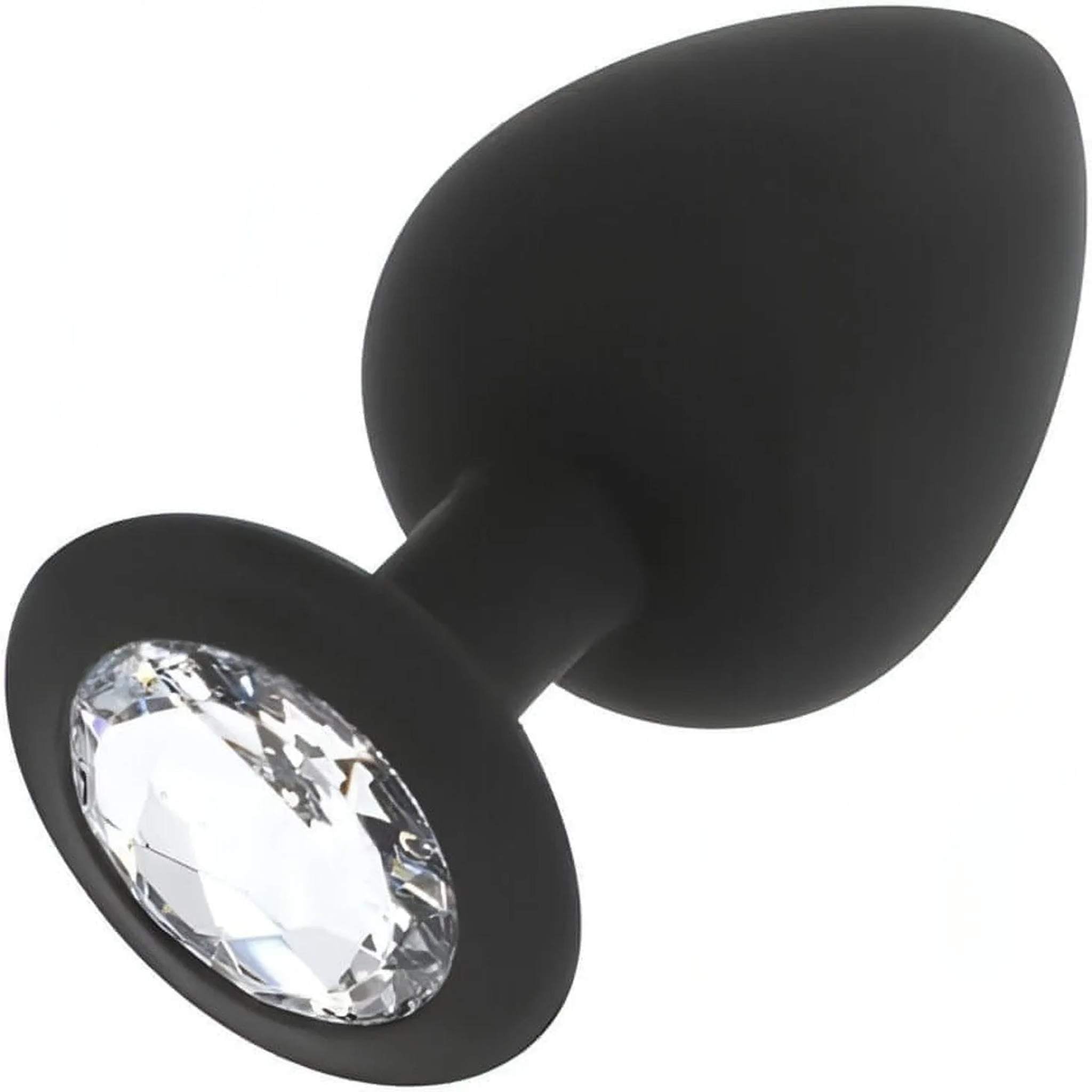 Plug anale in silicone con Diamante bianco - Taglia XL, Nero