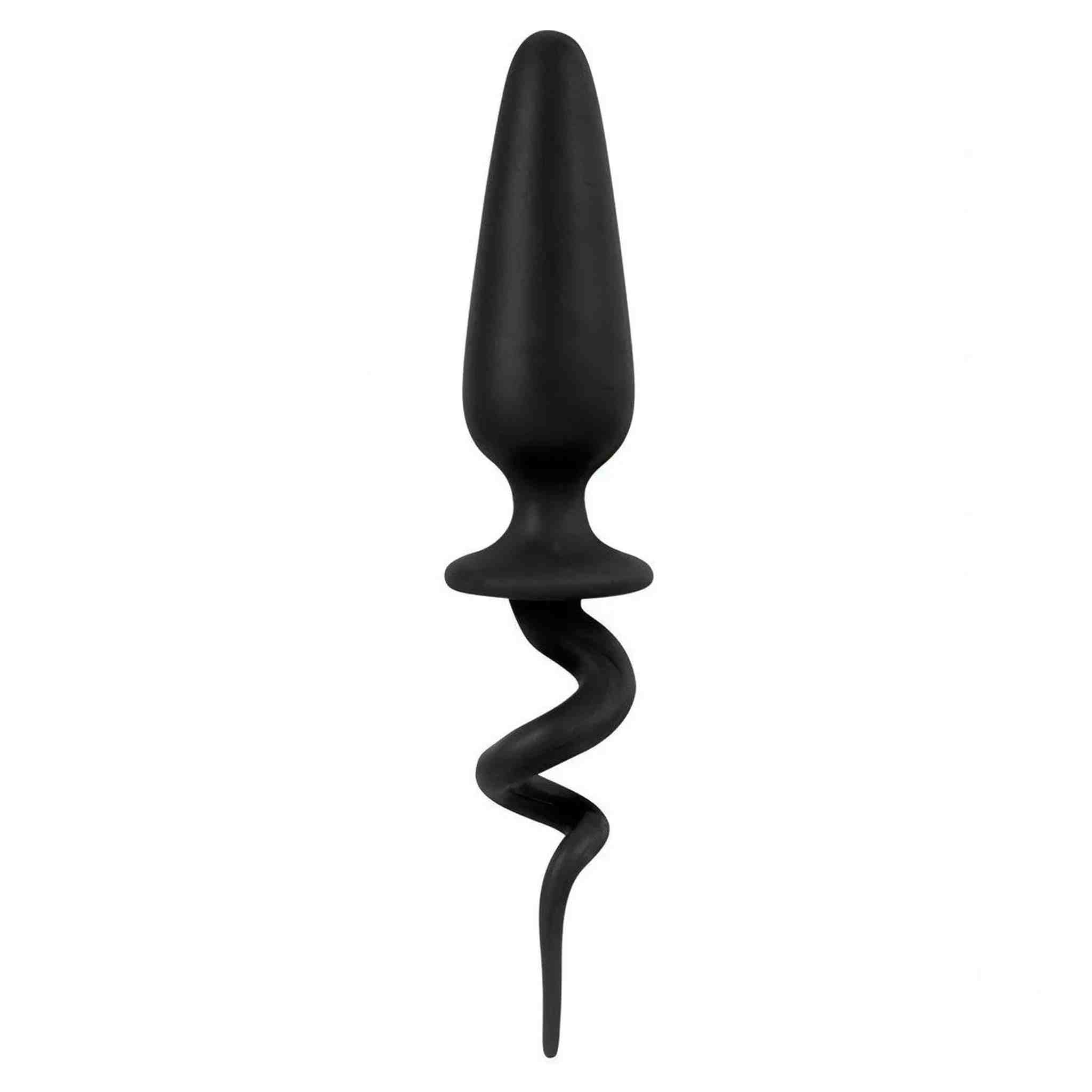 Plug anale in silicone con coda intrecciata - Nero