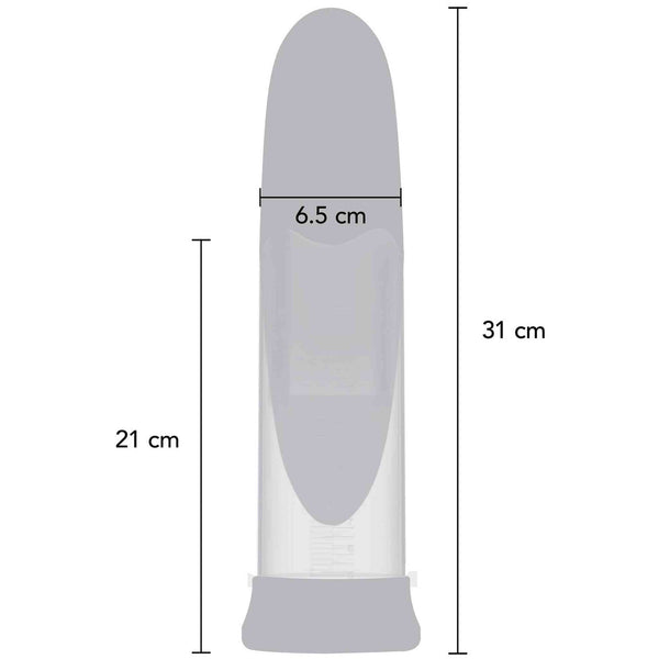 Schema tecnico dimensioni pompa pene sviluppatore cilindrica altezza 31 cm