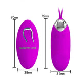 Dimensioni vibratore uovo viola Pretty Love Julia e telecomando wireless con logo marca