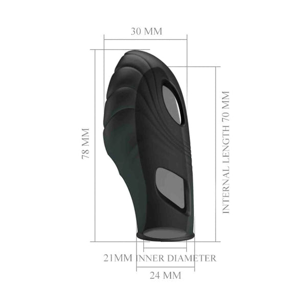 Misure vibratore da dita Pretty Love Lich nero 78mm lunghezza e 30mm larghezza