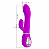 Misure vibratore coniglio viola acceso Pretty Love Terence 196mm corpo curvo in silicone