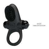 Anello vibrante nero Pretty Love in silicone con testa a rilievi e pulsante ON/OFF