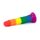 Dildo arcobaleno diagonale in silicone medicale con base ventosa viola