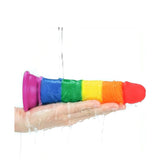 Dildo arcobaleno impermeabile in silicone medicale sotto acqua corrente