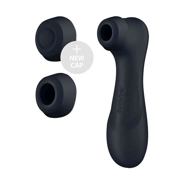 Vibratore Satisfyer Pro 2 Gen 3 Nero con Coperture Intercambiabili NEW CAP e Silicone Pieno