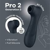 Satisfyer Pro 2 Gen 3 Vibratore Doppio Impulso d'Aria Nero con Nuova Copertura e Vibrazione