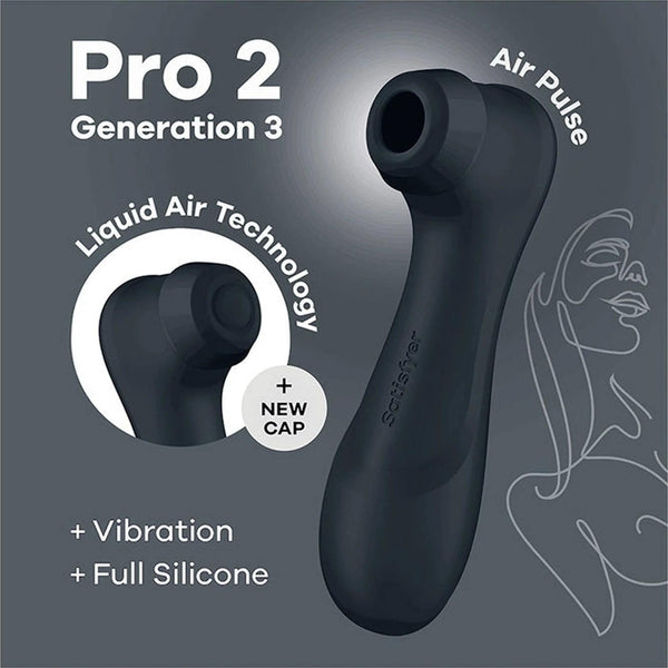 Satisfyer Pro 2 Gen 3 Vibratore Doppio Impulso d'Aria Nero con Nuova Copertura e Vibrazione