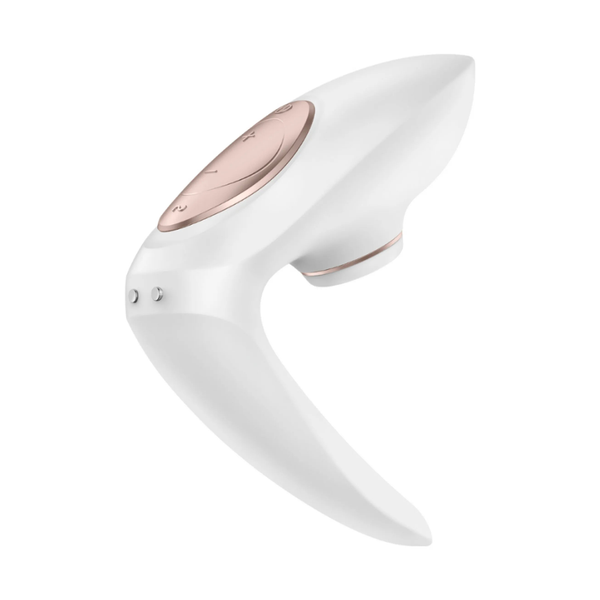 Vibratore femminile ergonomico bianco con ugello e numeri modalità