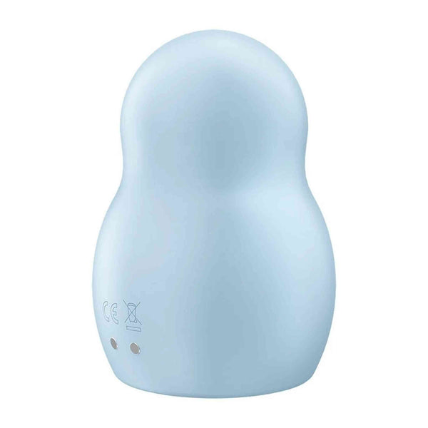 Pulsanti metallici e simboli CE sul retro del vibratore Satisfyer Pro To Go 1 blu