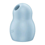Vista laterale vibro a goccia Satisfyer Pro To Go 1 blu chiaro con foro ovale