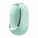 Satisfyer Pro To Go 2 verde menta vista laterale con simboli incisi e bordi metallici