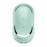 Satisfyer Pro To Go 2 frontale verde menta con controlli a onde e fori metallici inferiori