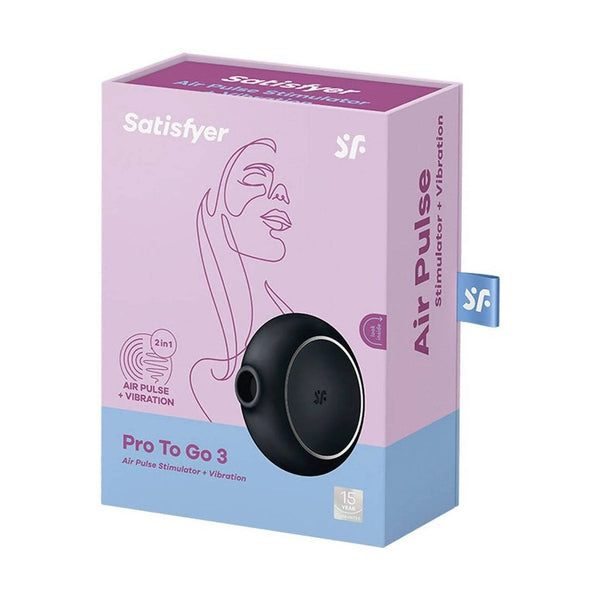 Confezione Satisfyer Pro To Go 3 Air Pulse Stimulator + Vibration viola e blu