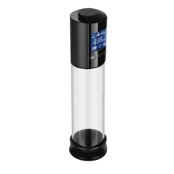 Pompa pene smart con display LCD acceso che mostra pressione kPa e ora
