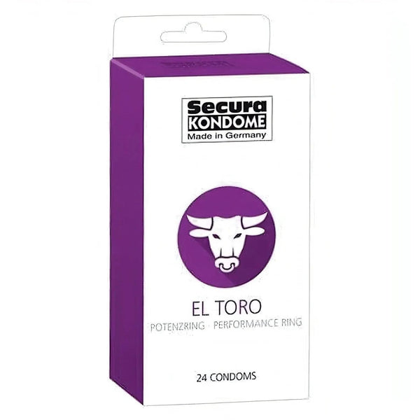 Vista laterale scatola Profilattici El Toro Performance Ring Secura Kondome Made in Germany