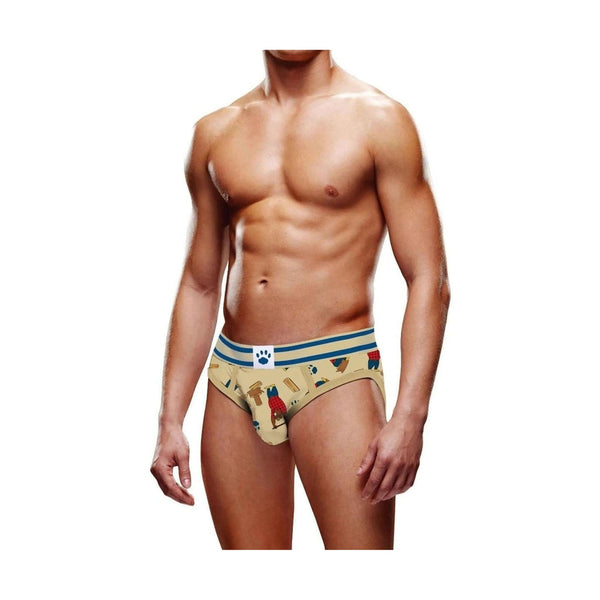 Slip uomo Prowler Lumberbear beige stampa orsi lumbersexual fascia blu
