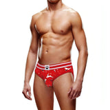 Slip intimo maschile Prowler rosso edizione Natale con fascia vita a strisce bianche