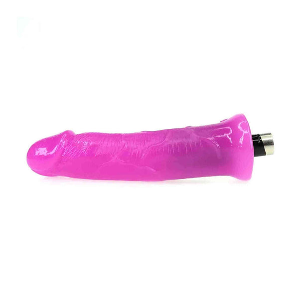 Dildo viola Love Machine orizzontale simmetrico con venature superficiali