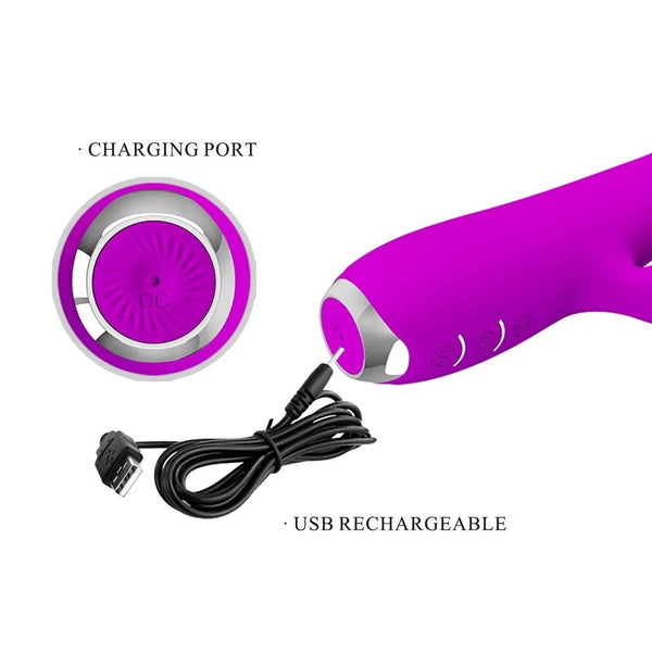 Rachel Vibratore Rabbit in silicone con Lingua Vibrante interna