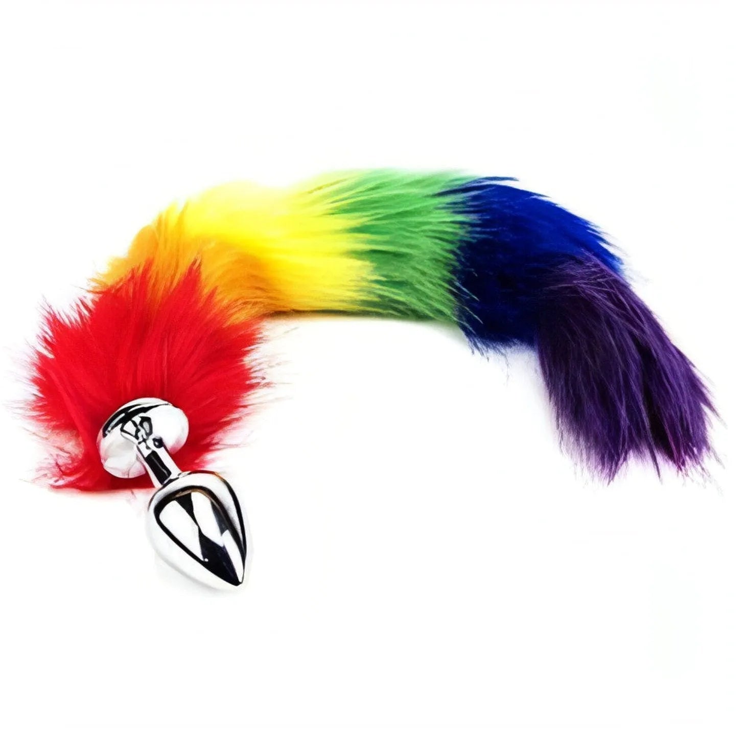 Rainbow Tail Butt Plug - Plug anale in metallo con coda arcobaleno