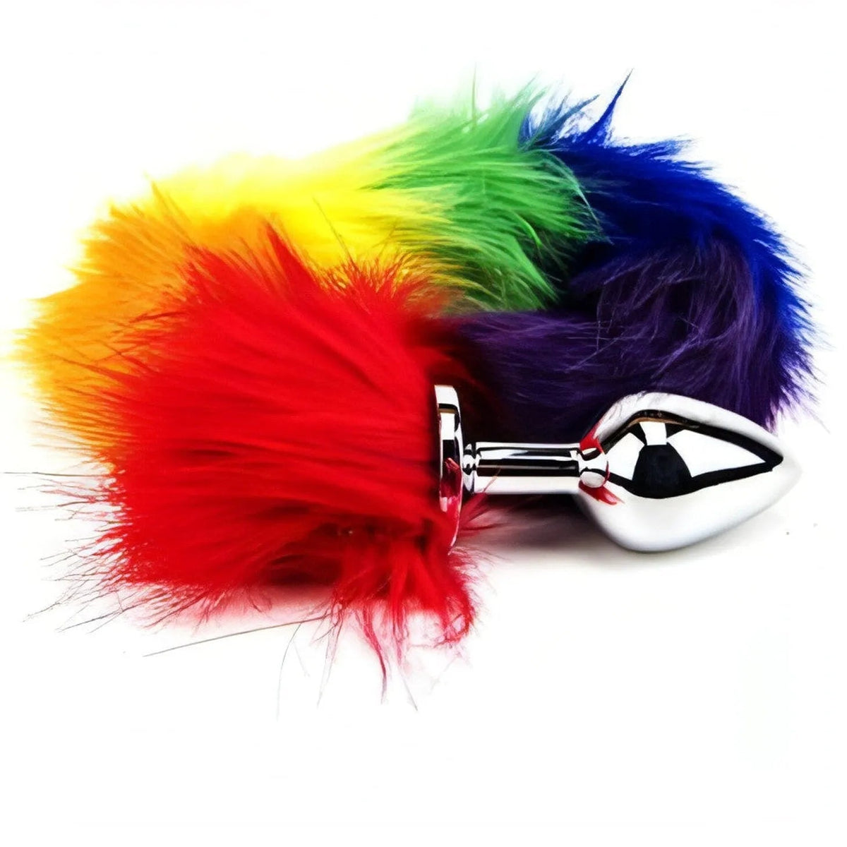 Rainbow Tail Butt Plug - Plug anale in metallo con coda arcobaleno