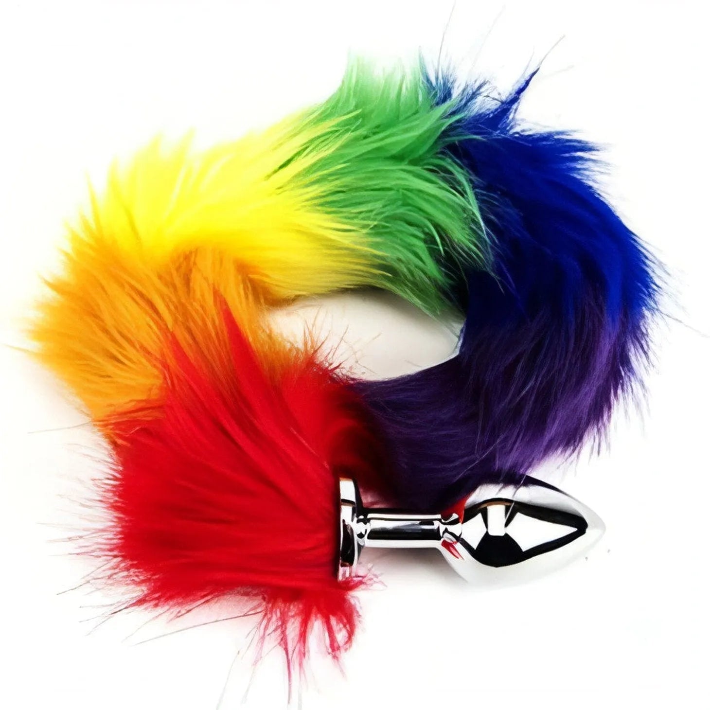 Rainbow Tail Butt Plug - Plug anale in metallo con coda arcobaleno
