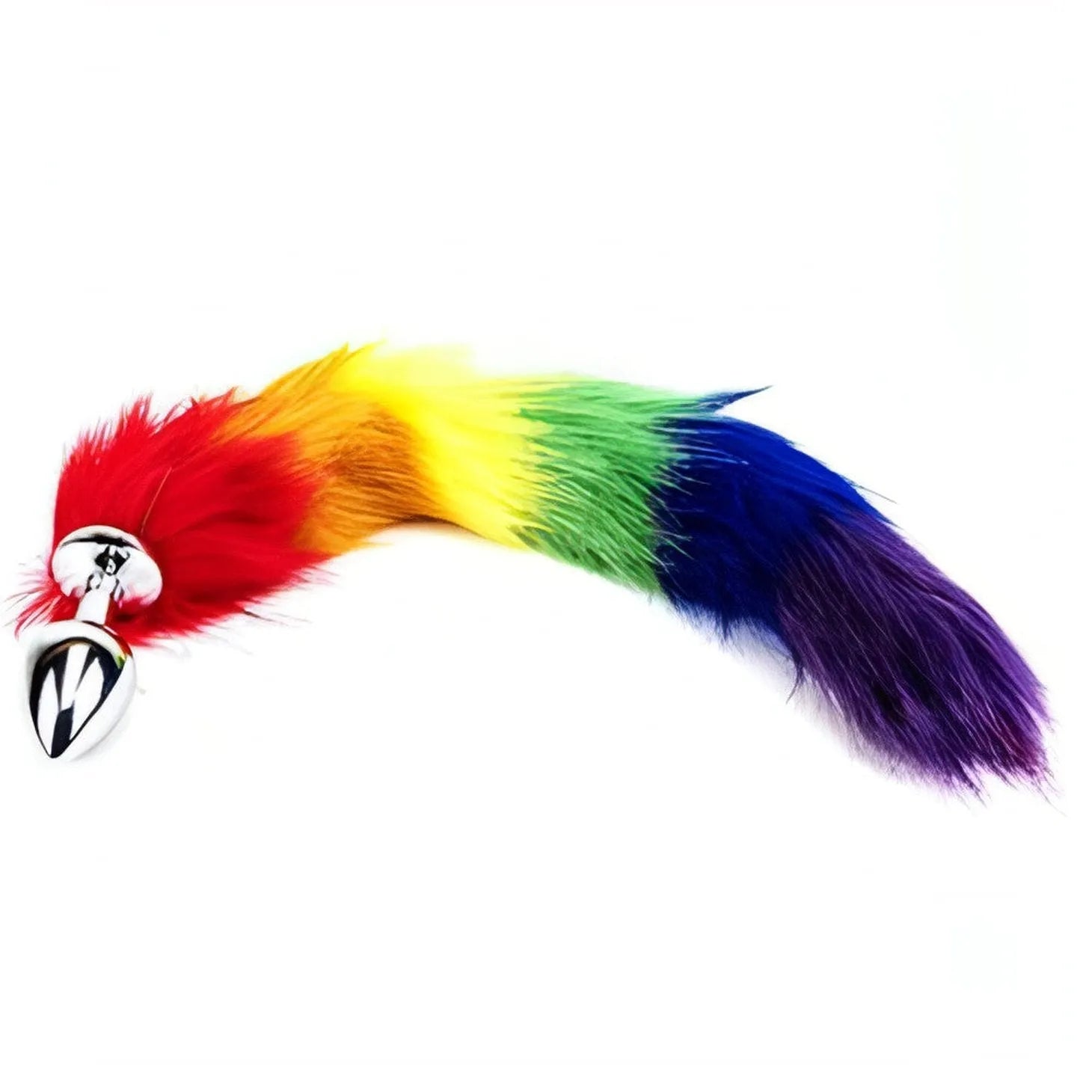 Rainbow Tail Butt Plug - Plug anale in metallo con coda arcobaleno