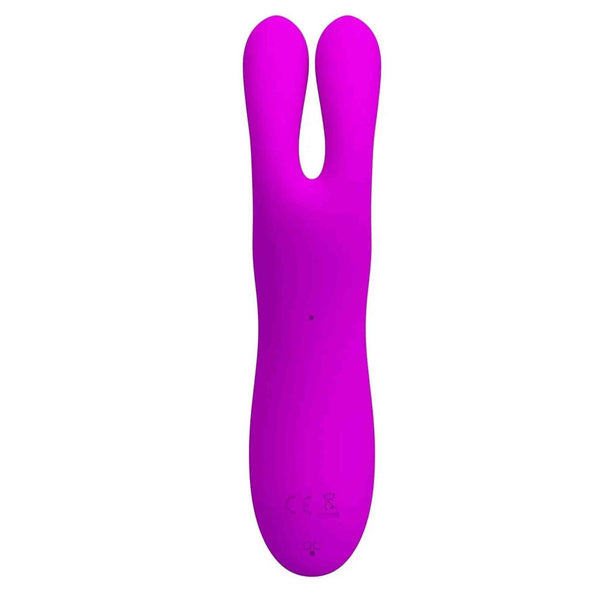 Vibratore silicone viola acceso Ralap vista posteriore con foro di scarico