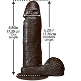 Misura fallo realistico nero 6 pollici lunghezza inseribile 15.7 cm e larghezza 4.3 cm
