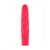Vibratore cilindrico rosa acceso in silicone con texture a spirale