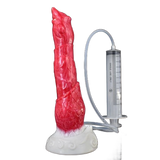 Dildo silicone rosso sistema riempimento siringa 100ml valvola uso singolo
