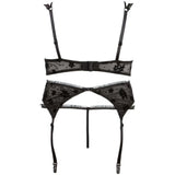 Reggiseno, reggicalze e tanga nero - 80C/M