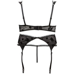 Reggiseno, reggicalze e tanga nero - 80C/M