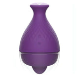 Pulsante femminile e controlli vibrazione su vibratore clitorideo Rewolingo viola in silicone