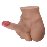 Vista laterale dildo silicone carne flessibile con venature e base anatomico
