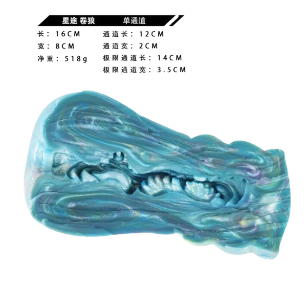 Interno strutturato con denti masturbatore Rolling Wolf canale singolo