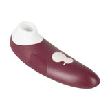 Vista laterale pulsatore clitoride Romp Switch ergonomico colore vino e bianco