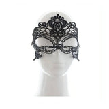 Maschera nera in pizzo vista frontale design elaborato a corona per occhi